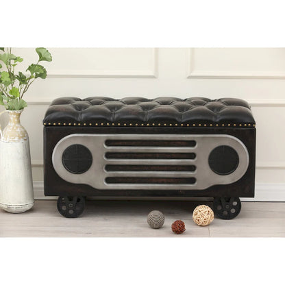 Upholstered Faux Leather Retro Speaker Styling Bench
