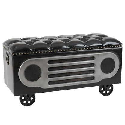 Upholstered Faux Leather Retro Speaker Styling Bench