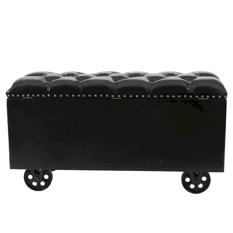 Upholstered Faux Leather Retro Speaker Styling Bench