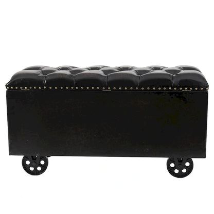 Upholstered Faux Leather Retro Speaker Styling Bench