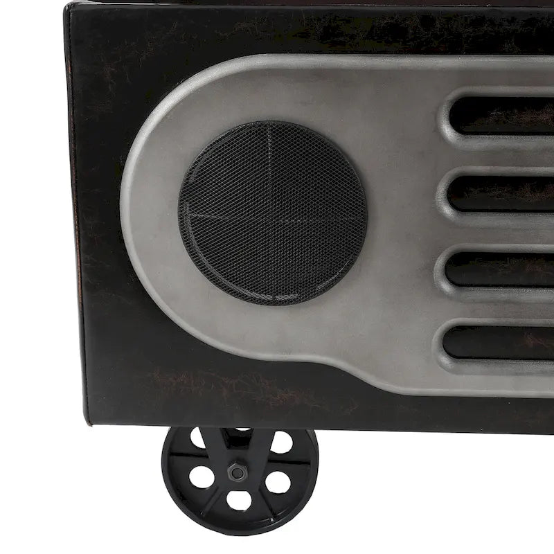 Upholstered Faux Leather Retro Speaker Styling Bench