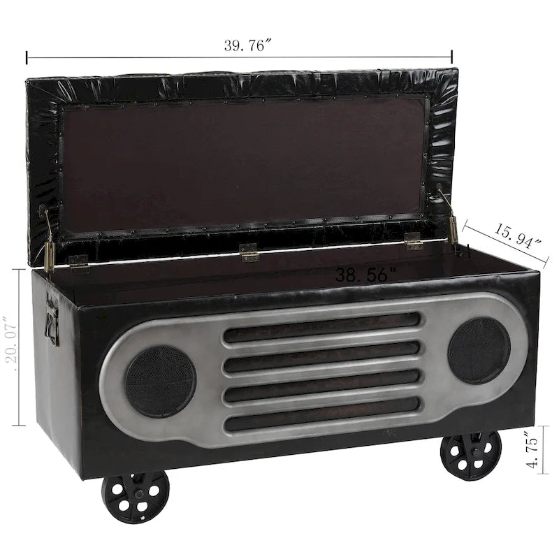Upholstered Faux Leather Retro Speaker Styling Bench