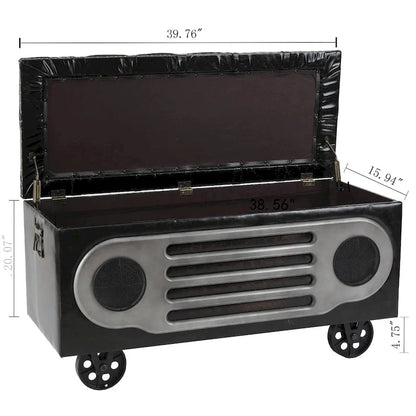 Upholstered Faux Leather Retro Speaker Styling Bench