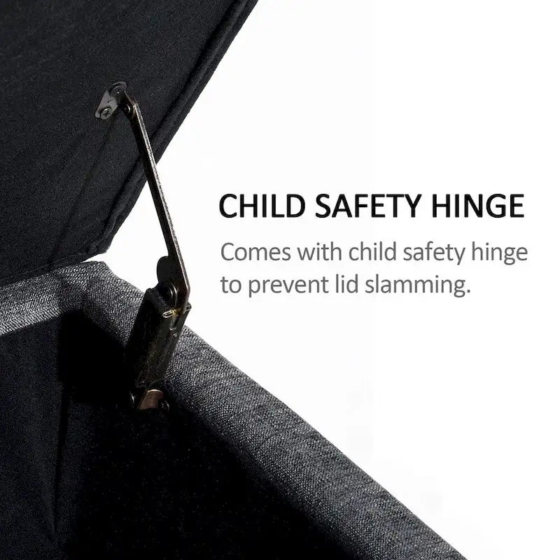 HomCom 42 Rectangular Linen Fabric Storage Ottoman Bench with Tray - Grey