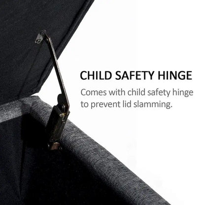 HomCom 42 Rectangular Linen Fabric Storage Ottoman Bench with Tray - Grey