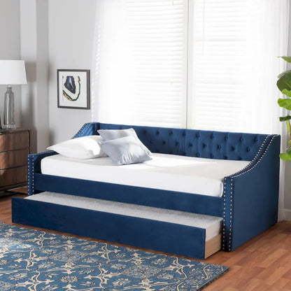 Raphael Modern Velvet Fabric Upholstered Daybed with Trundle