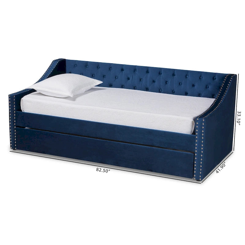 Raphael Modern Velvet Fabric Upholstered Daybed with Trundle