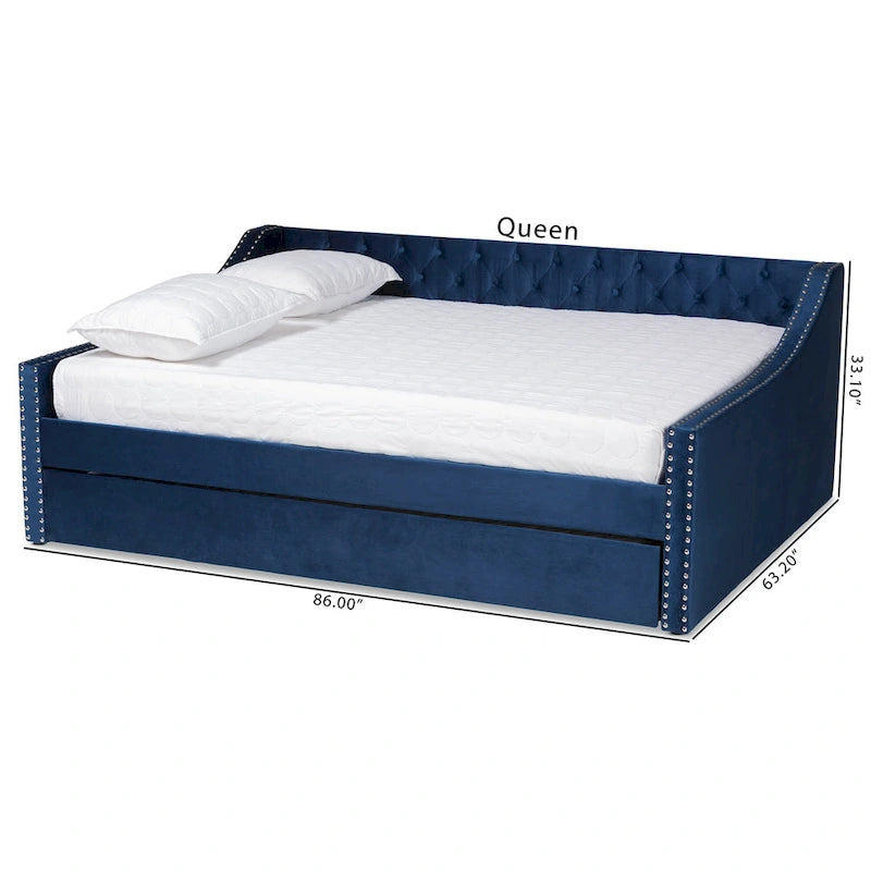 Raphael Modern Velvet Fabric Upholstered Daybed with Trundle