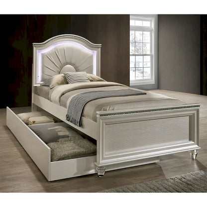 Ving Glam Wood LED Light Youth Panel Bed with Trundle by Furniture of America