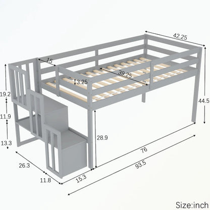Loft bed with staircase,twin size