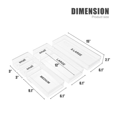 Clear Drawer Organizer Set for Kitchen Storage