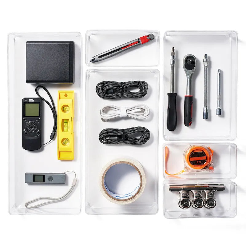 Clear Drawer Organizer Set for Kitchen Storage