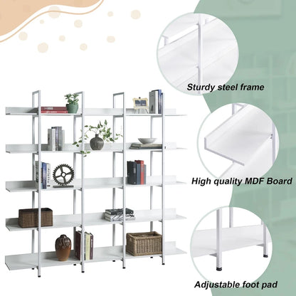 5 Tier Bookcase Home Office Open Bookshelf