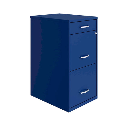 Space Solutions 18 Deep 3 Drawer Metal File Cabinet, Classic Blue