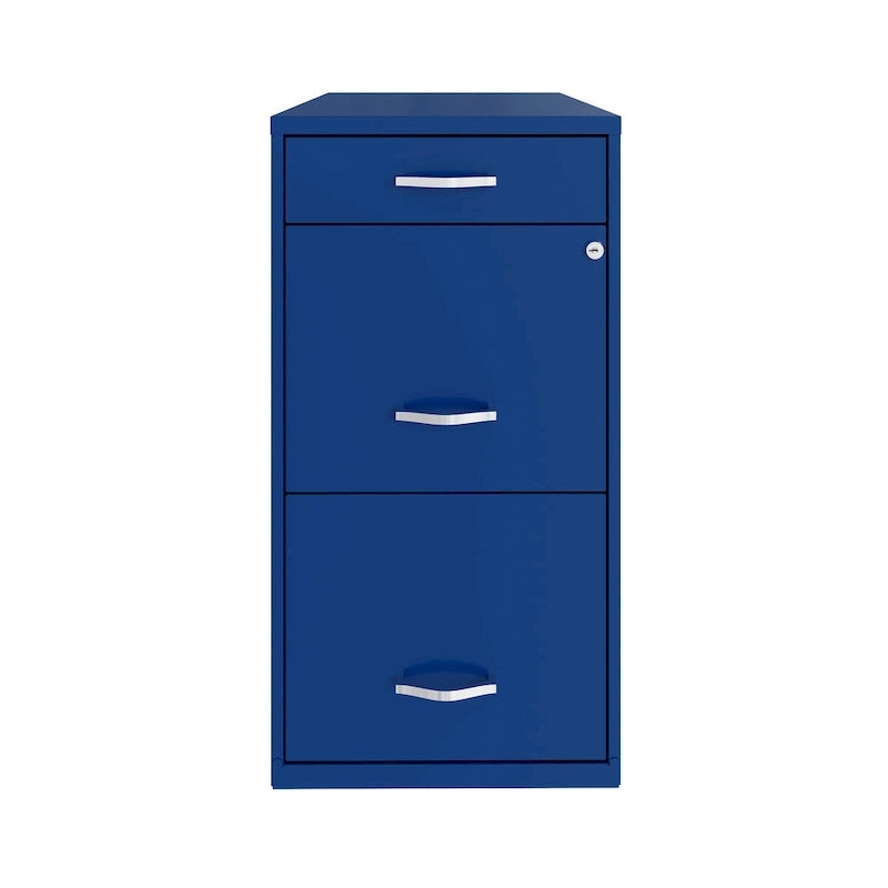 Space Solutions 18 Deep 3 Drawer Metal File Cabinet, Classic Blue
