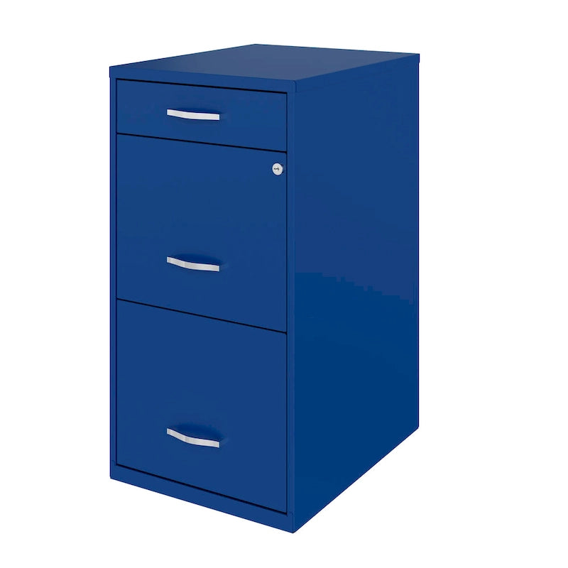 Space Solutions 18 Deep 3 Drawer Metal File Cabinet, Classic Blue