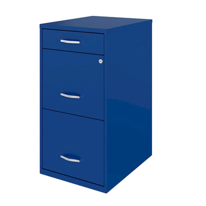 Space Solutions 18 Deep 3 Drawer Metal File Cabinet, Classic Blue