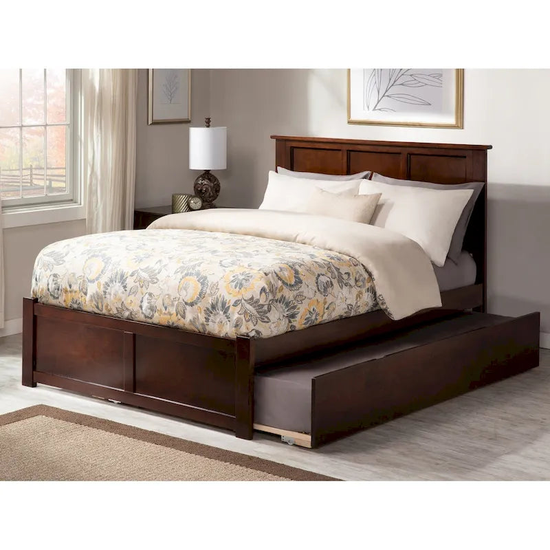 AFI Madison Full Size Platform Bed with Footboard & Full Trundle