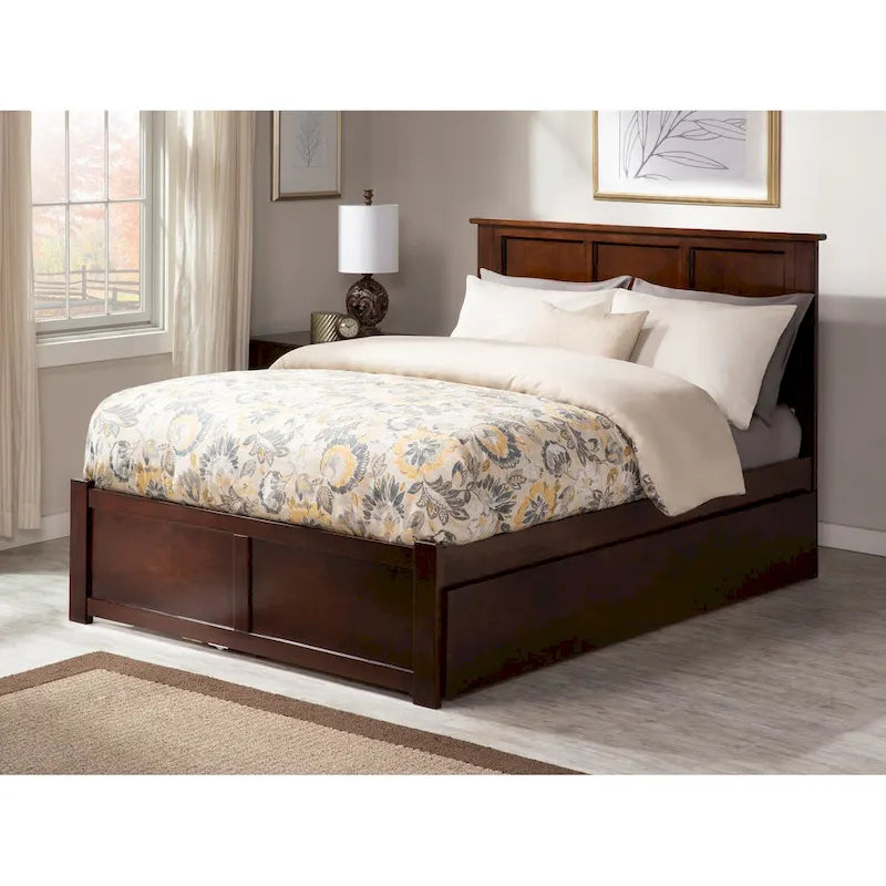 AFI Madison Full Size Platform Bed with Footboard & Full Trundle