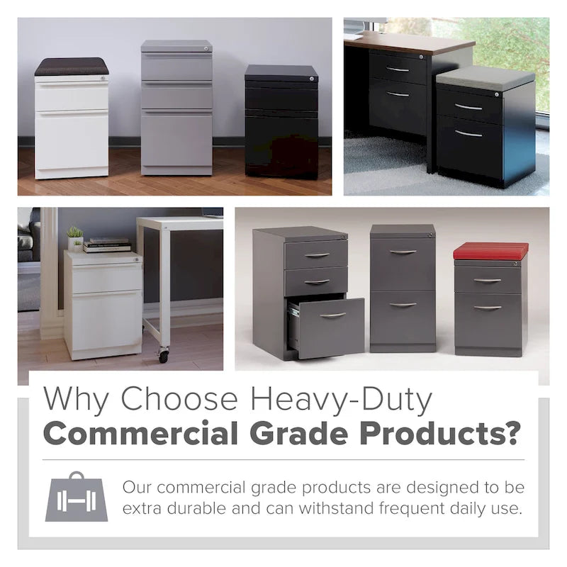 Hirsh 20 D Mobile Pedestal Box File Cabinet with Seat Cushion,White