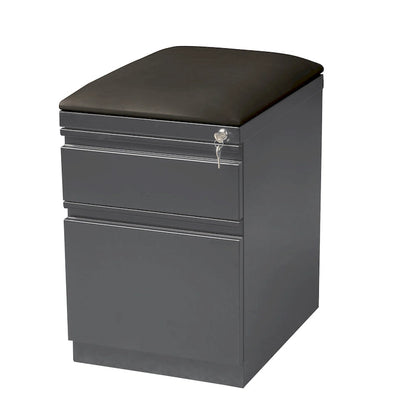 Hirsh 20 D Mobile Pedestal Box File Cabinet with Seat Cushion,White