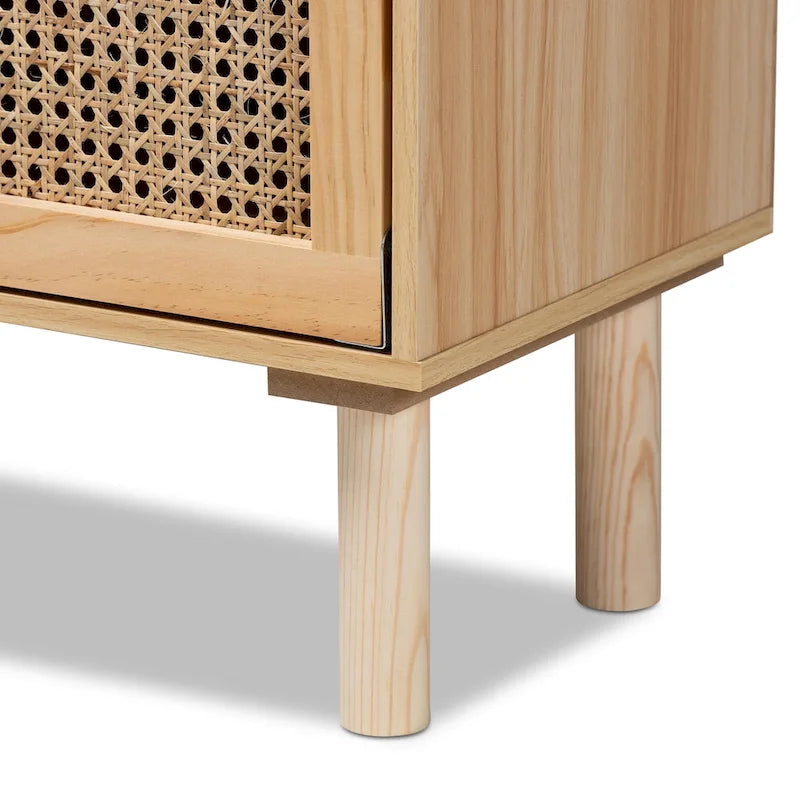 Faulkner Mid-Century Modern Wooden Bookcase & Bookshelf-Natural Brown