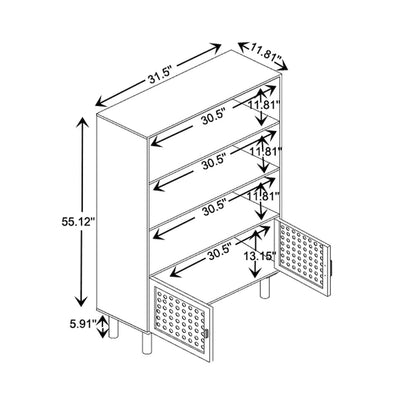 Faulkner Mid-Century Modern Wooden Bookcase & Bookshelf-Natural Brown