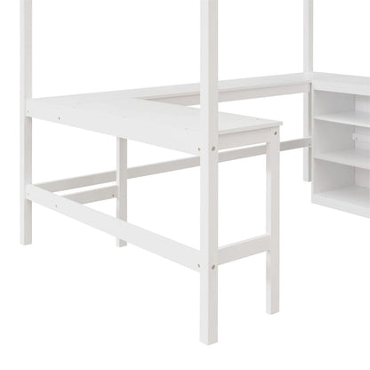 Merax Full Size Loft Bed with Shelves and Desk