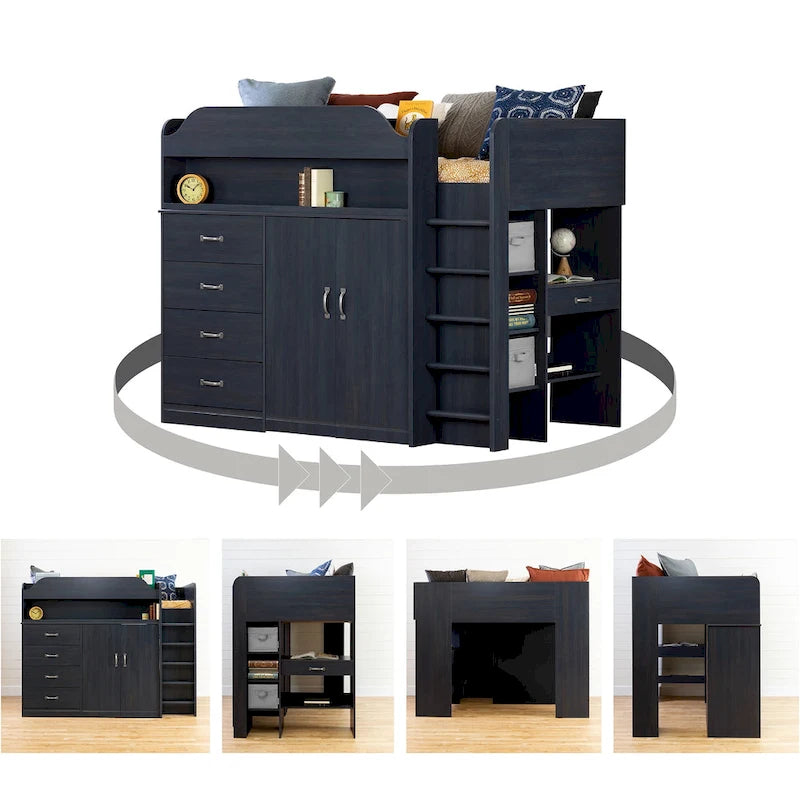 South Shore Ulysses Loft Bed with Desk