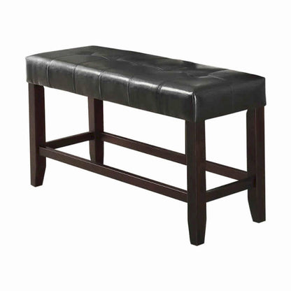 Wood Based High Bench with Tufted Seat Black and Brown