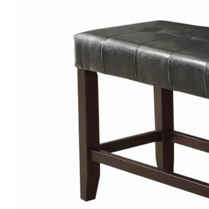 Wood Based High Bench with Tufted Seat Black and Brown