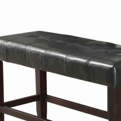 Wood Based High Bench with Tufted Seat Black and Brown