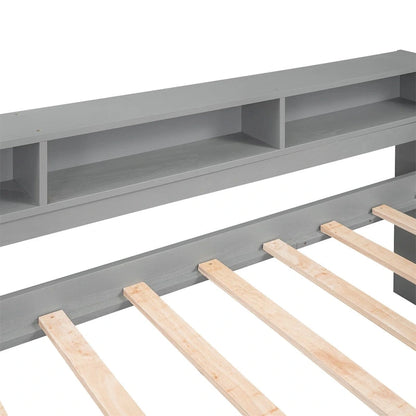 Merax Twin XL Wood Daybed with 2 Trundles, 3 Storage Cubbies, 1 Light for Free and USB Charging Design