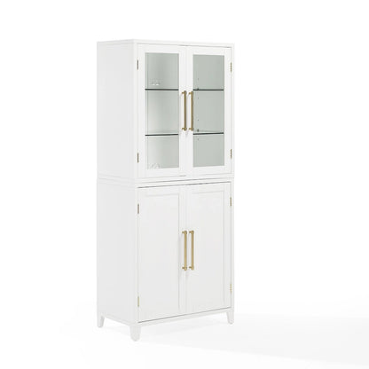 Crosley Roarke Pantry Storage Cabinet With Glass Door Hutch