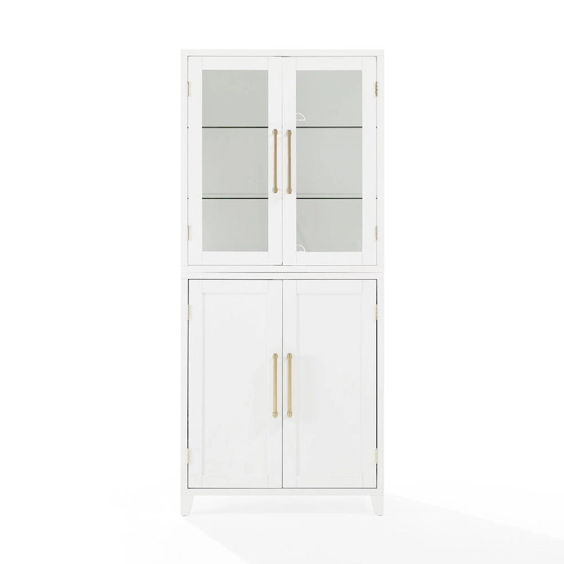 Crosley Roarke Pantry Storage Cabinet With Glass Door Hutch