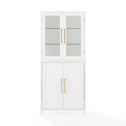 Crosley Roarke Pantry Storage Cabinet With Glass Door Hutch