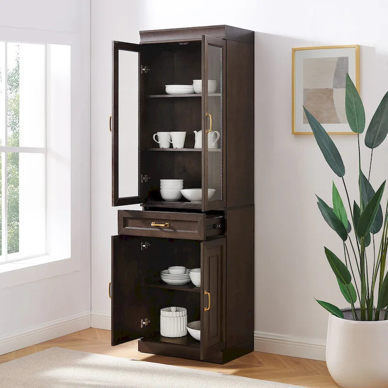 Crosley Stanton Glass Door Kitchen Storage Pantry Cabinet