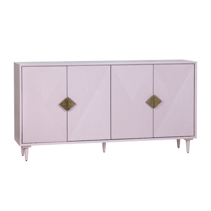 Four Door Wooden Sideboard with Gold Accents, Lilac Purple - 72