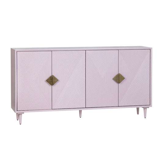 Four Door Wooden Sideboard with Gold Accents, Lilac Purple - 72