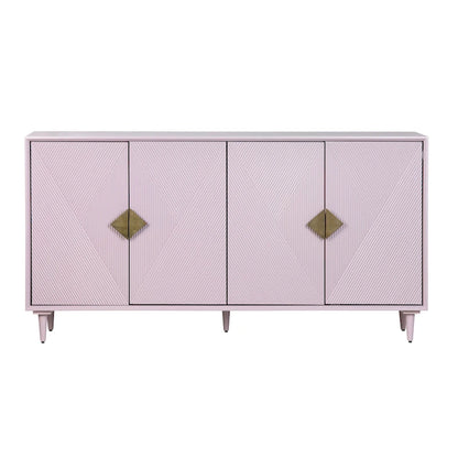 Four Door Wooden Sideboard with Gold Accents, Lilac Purple - 72