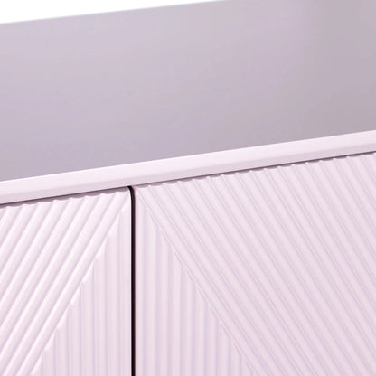 Four Door Wooden Sideboard with Gold Accents, Lilac Purple - 72