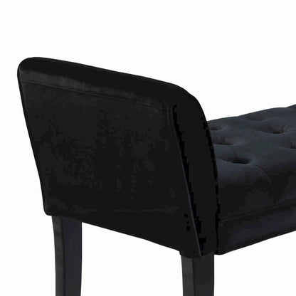 Fabric Button Tufted Padded Bench with Flared Cushioned Armrests, Black - 19 H x 53 W x 18 L Inches