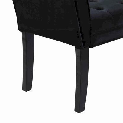 Fabric Button Tufted Padded Bench with Flared Cushioned Armrests, Black - 19 H x 53 W x 18 L Inches