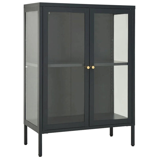 vidaXL Sideboard Anthracite 29.5x13.8x41.3 Steel and Glass