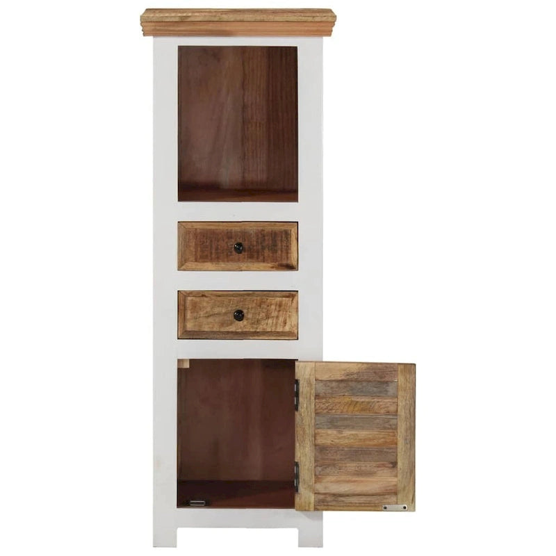 vidaXL Highboard Brown&White 15.7x11.8x43.3 Solid Wood Mango and Acacia - 15.7 x 11.8 x 43.3