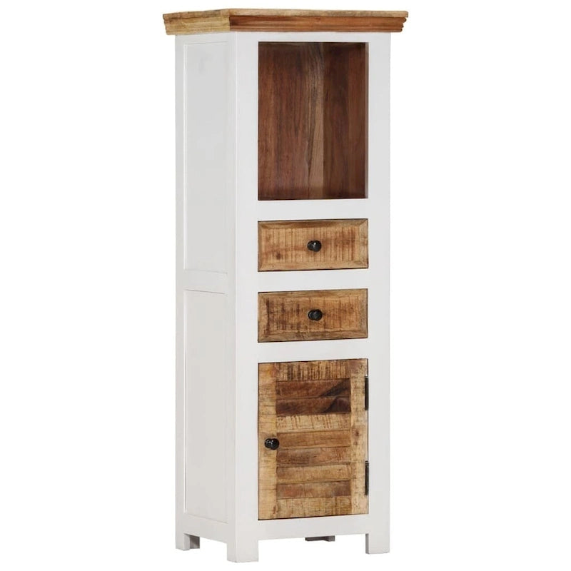vidaXL Highboard Brown&White 15.7x11.8x43.3 Solid Wood Mango and Acacia - 15.7 x 11.8 x 43.3