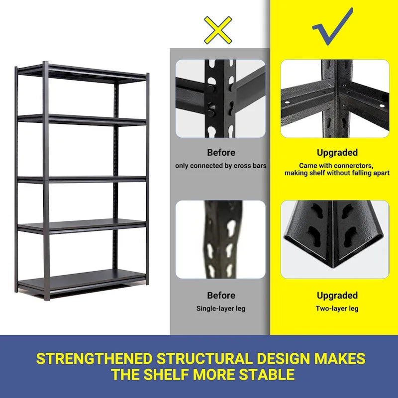 Storage Shelves 5 Tier Heavy Duty Metal Shelving Unit Adjustable Shelving Units and Storage Rack Kitchen Garage Shelf