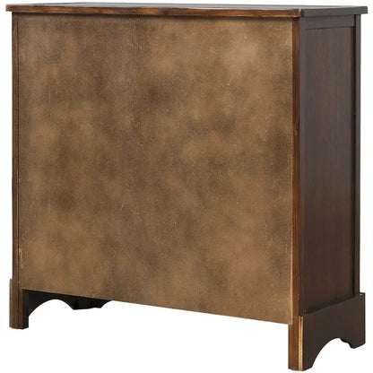 Rustic Storage Cabinet with Two Drawers and Four Classic Rattan Basket - 28L x 11.8W x 28H