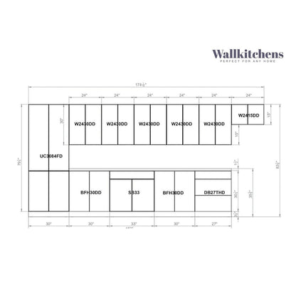 Kitchen Imperial Collection Black Color Base Size 15Ft Wide - 174x24