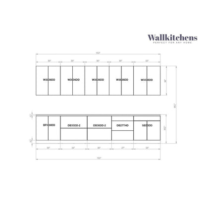 Kitchen Signature Collection Black Color Base Size 13Ft Wide - 153x24